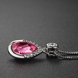 Rosé Crystal Teardrop Necklace - 925 Sterling Silver
