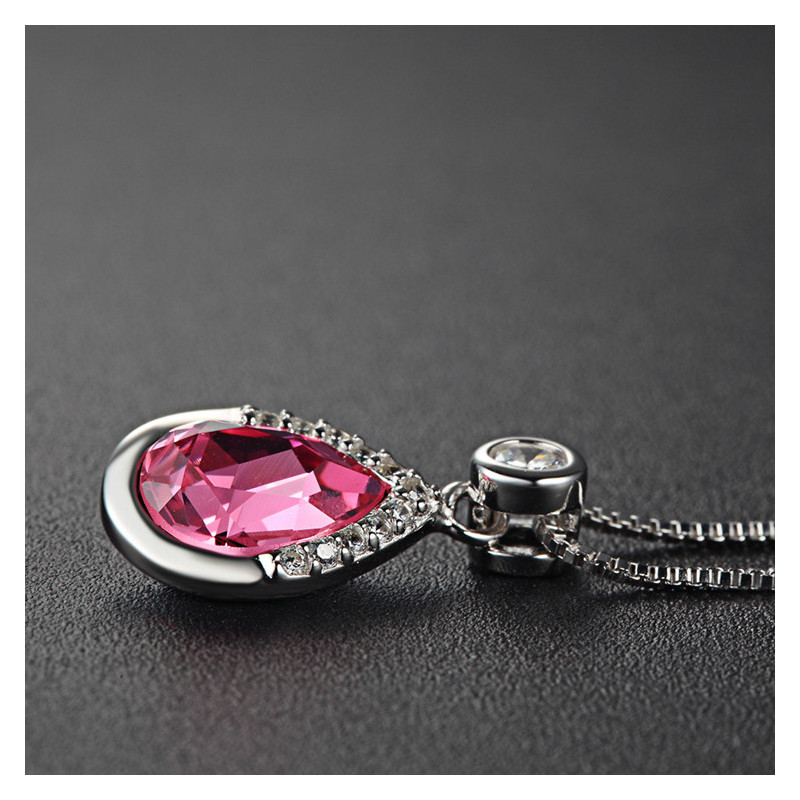 Rosé Crystal Teardrop Necklace - 925 Sterling Silver