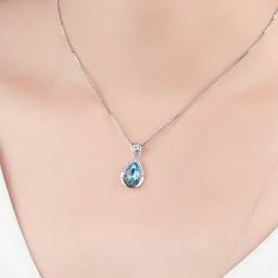 Rosé Crystal Teardrop Necklace - 925 Sterling Silver