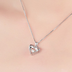 Crystal Heart Pendant 925 Sterling Silver