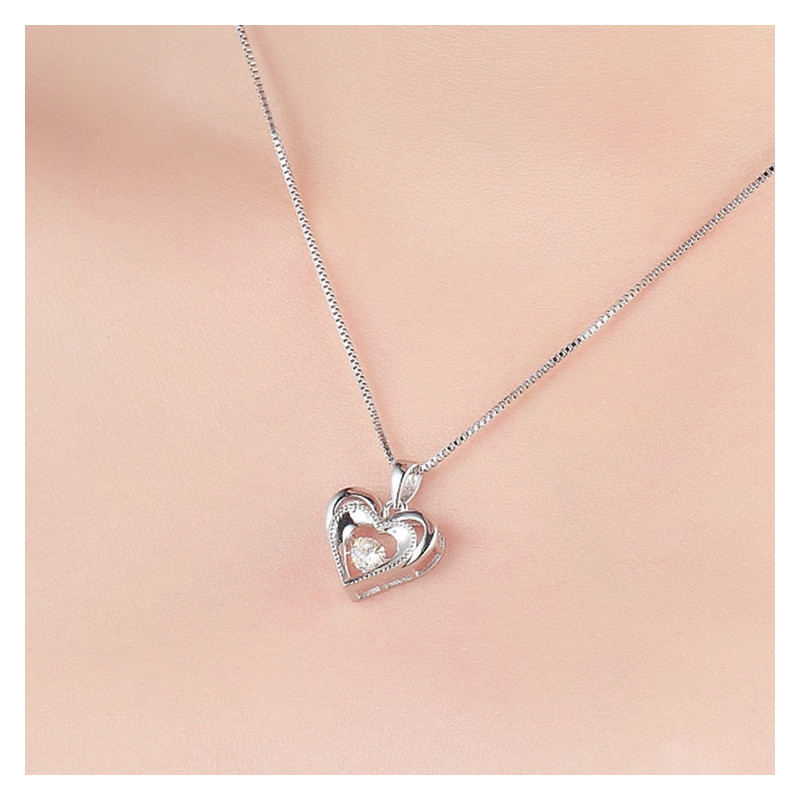 Crystal Heart Pendant 925 Sterling Silver