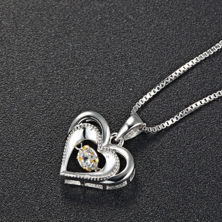 Crystal Heart Pendant 925 Sterling Silver
