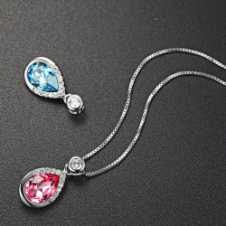 Rosé Crystal Teardrop Necklace - 925 Sterling Silver