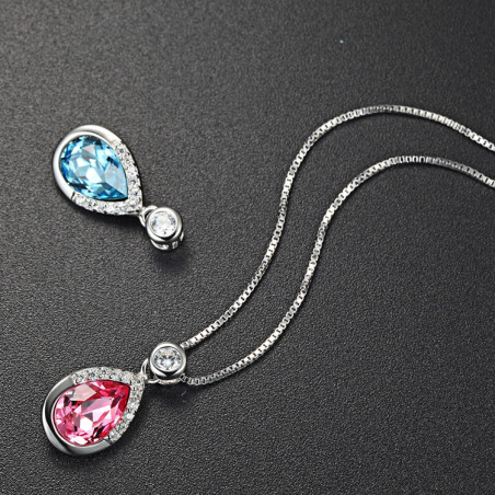 Rosé Crystal Teardrop Necklace - 925 Sterling Silver