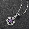 Amethyst Flower Halo Pendant - 925 Sterling Silver