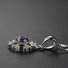 Amethyst Flower Halo Pendant - 925 Sterling Silver