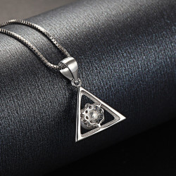 Geometric Pearl Triangle Necklace - 925 Sterling Silver