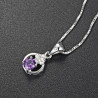 Purple Halo Heart Circle Necklace - 925 Sterling Silver