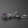 Purple Halo Heart Circle Necklace - 925 Sterling Silver
