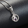 Purple Halo Heart Circle Necklace - 925 Sterling Silver