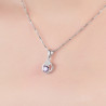 Purple Halo Heart Circle Necklace - 925 Sterling Silver