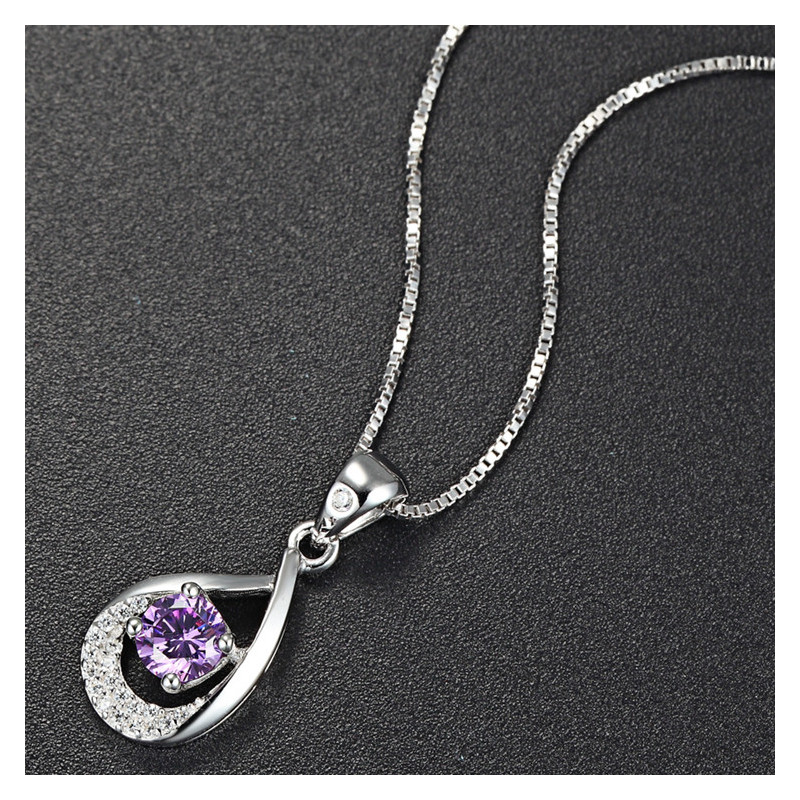 Violet Swirl Pave Pendant - 925 Sterling Silver