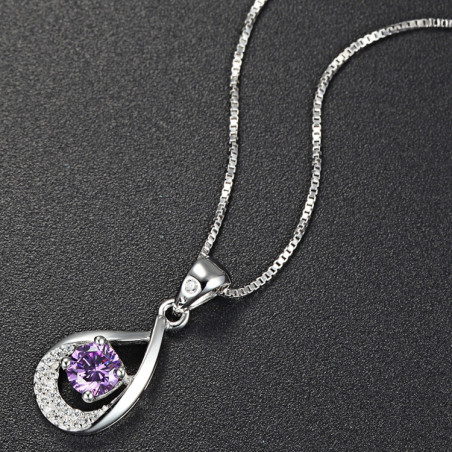 Violet Swirl Pave Pendant - 925 Sterling Silver