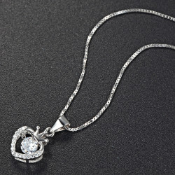 Queen Crown Heart Necklace - 925 Sterling Silver