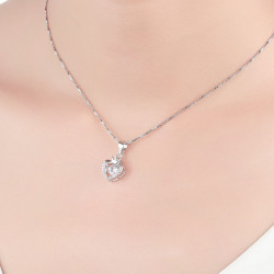 Queen Crown Heart Necklace - 925 Sterling Silver