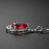 Crimson Drop Necklace - 925 Sterling Silver Pave Swirl
