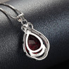 Crimson Drop Necklace - 925 Sterling Silver Pave Swirl