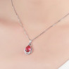 Crimson Drop Necklace - 925 Sterling Silver Pave Swirl