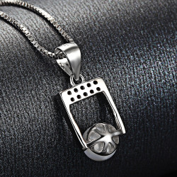 Minimal Pearl Bar Pendant - 925 Sterling Silver
