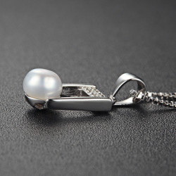 Minimal Pearl Bar Pendant - 925 Sterling Silver