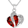 Double Heart Ruby Pendant - Love Heart Crystal Necklace