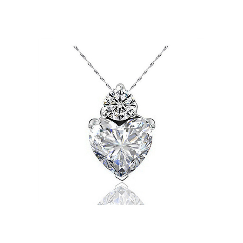 Royal Love Heart Necklace - Red Heart with Clear Crown
