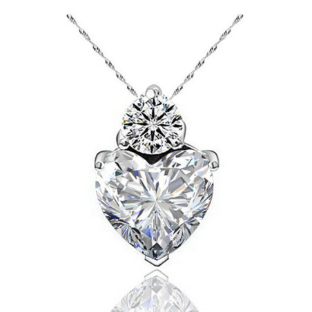 Royal Love Heart Necklace - Red Heart with Clear Crown