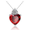 Royal Love Heart Necklace - Red Heart with Clear Crown